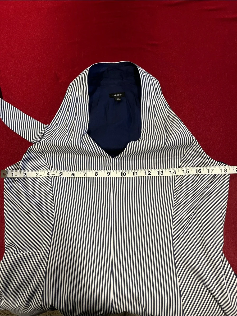 Talbots Navy and White Striped Halter Tie-Waist Midi Dress - Picture 4 of 8